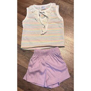 VTG Baby Girl 2-Piece Outfit Royal Heir Sz 12 Mos  Striped Top & Purple Shorts